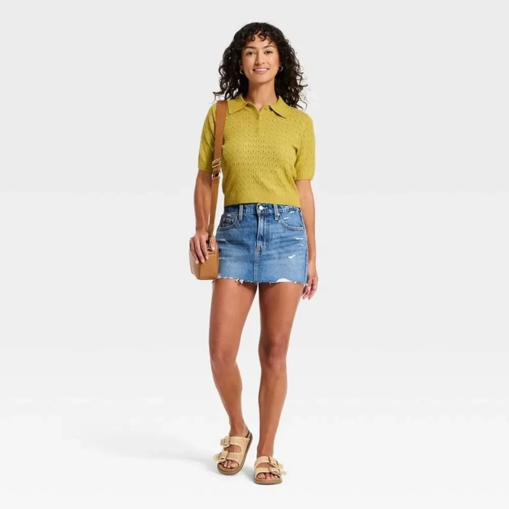 Women's Mid-Rise Micro Mini Jean Skirt - Vintage Medium Destroy 00